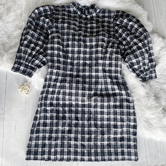 GANNI Houndstooth Black & White Cute Checkered Dress - Picture 5 of 16